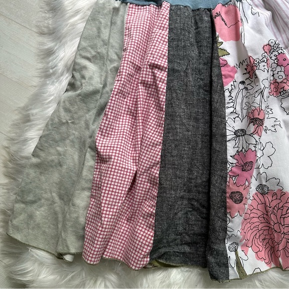 Patchwork Sleeveless Raw Edge Exposed Stitch Bohemian Dress, 7X - Picture 7 of 7